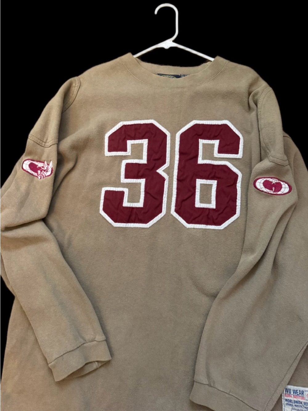 Men's WU Wear Crewneck Sweatshirt with Burgundy 36 chambers 16 Wu-Tang stamp